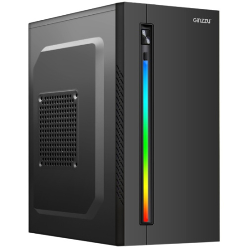 Корпус Ginzzu D350 RGB Black, mATX, Mini-Tower, черный, Без БП