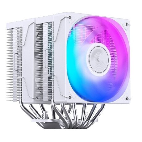 Кулер JONSBO CR-3000E(Color) White LGA1700/1200/115X/AM5/AM4 (TDP 260W, PWM, 2 x 120mm Dynamic Multi-Color LED Fan, 7 тепловых трубок, белый)