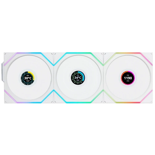Комплект вентиляторов (3шт.) Lian Li UNI Fan TL Wireless LCD 120 Reverse Blade (G99.12RTLLCD1W3W.R0) / 12RTLLCD1W3W White /120x124x28мм