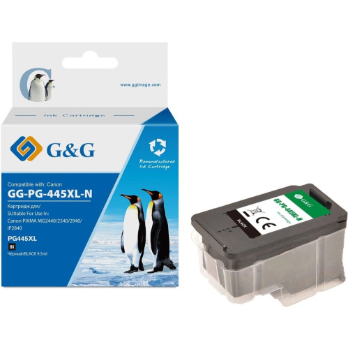Картридж струйный G&G GG-PG-445XL-N PG-445 черный (15мл) для Canon PIXMA MG3040/2545S/2440/2940/2540/2540S;iP2840;MX494;TS204/3140/3440;TR4540/3340/46