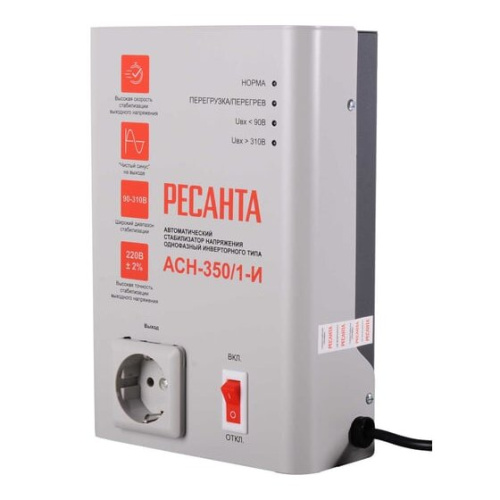 Стабилизатор напряжения Ресанта АСН-350/1-И 0.35кВА белый (63/6/74)