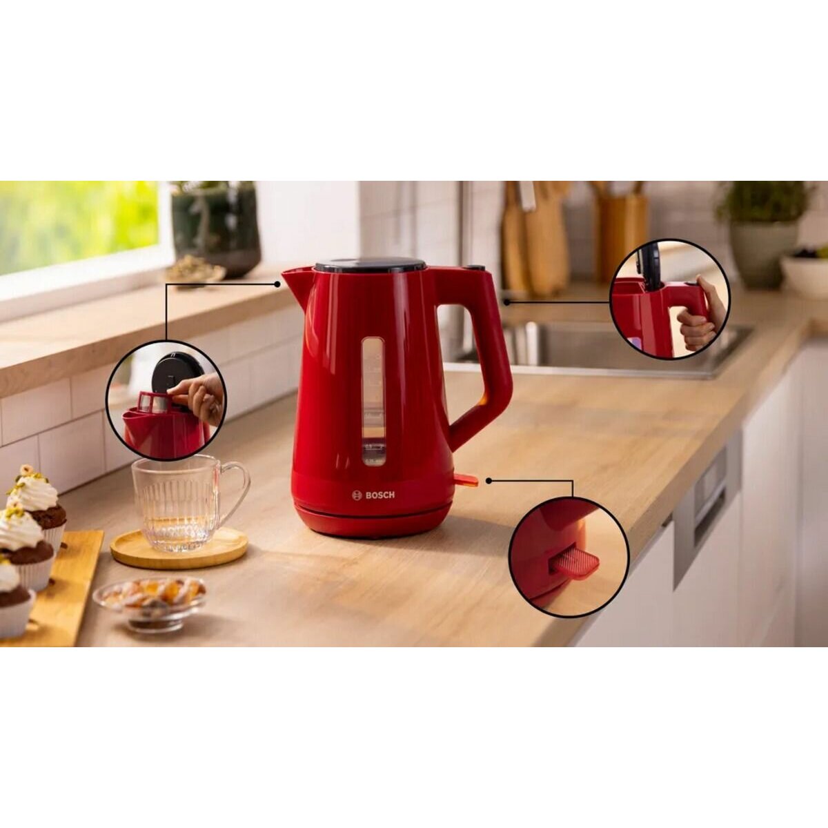 Электрочайник Bosch TWK1M124 красный — фотография 2