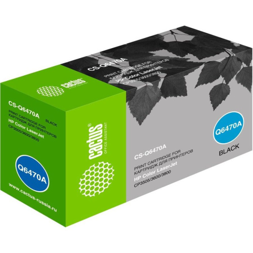 Картридж Cactus CS-Q6470A для принтеров HP Color LaserJet CP3505/3600/3800 черный 6000 стр.
