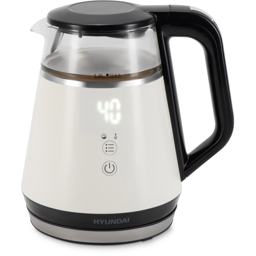 Электрочайник Hyundai HYK-G3013 1.0л. белый/черный