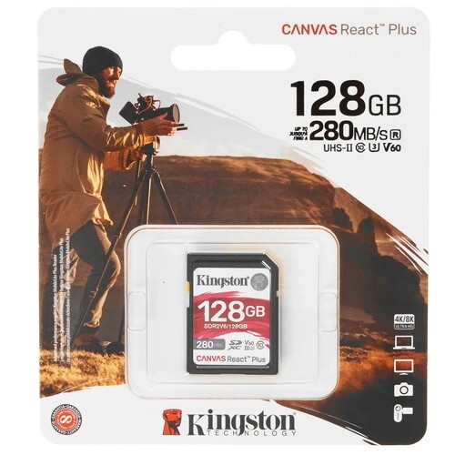 Карта памяти SDXC 128GB Kingston SDR2V6/128GB Canvas React Plus w/o adapter
