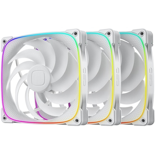 Комплект вентиляторов (3 шт.) Geometric Future Squama 2503W-14 Triple Pack (1F2503W314000) / 140mm, PWM, 2400 RPM, 91.15 CFM, 34.0 dBA, 5V ARGB, White