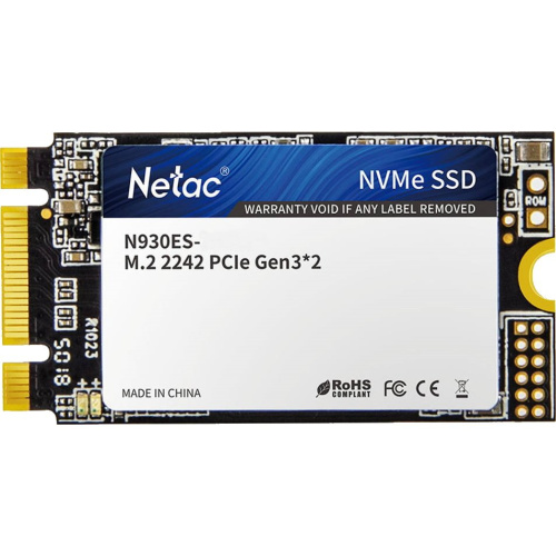 SSD Netac N930ES NT01N930ES-512G-E2X M.2 2242 512Gb Retail (PCI-E 3.1 x2, up to 1650/1500MBs, 3D TLC, NVMe 1.3, 22х42mm)