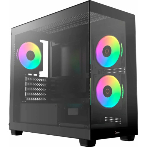 Корпус Ocypus Gamma C52 BK ARGB (Gamma-C52-B-KD300XX-GL) mATX / win / black / 3 ARGB fans / no PSU / Tempered Glass