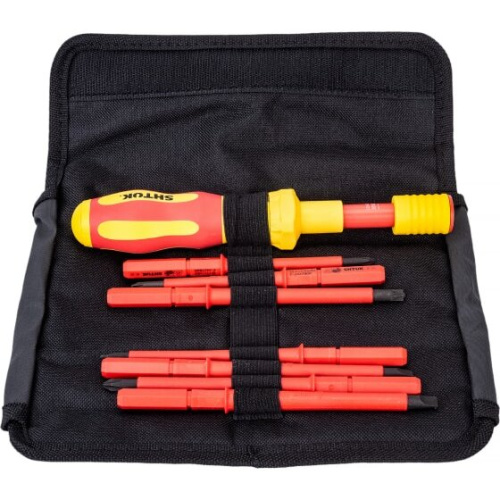 Набор отверток диэлектрических Shtok 09350 со сменными вставками 7+1 в кофре