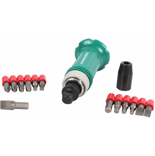 Отвертка ударная Jonnesway AG010138 (48302) с битами SL 5,6,8,10,12мм PH 1,2,3,4 Hex 4,5,6,8; 14 предметов