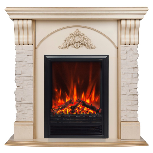 Электрокамин RealFlame Athena WT белый дуб с золотой патиной с очагом Eugene