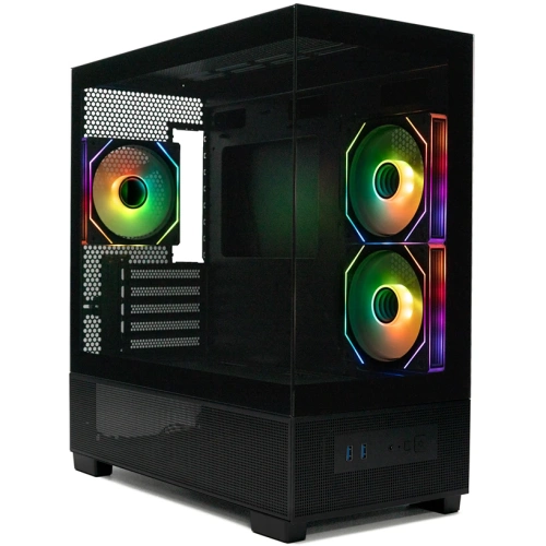 Корпус XASTRA Q500M 3ARGB-C10 Black (Q500M-3FM12A-C10) mATX/Aquarium/Screewless/ 3x120mm ARGB PWM FM fans/Argb+PWM HUB 10port