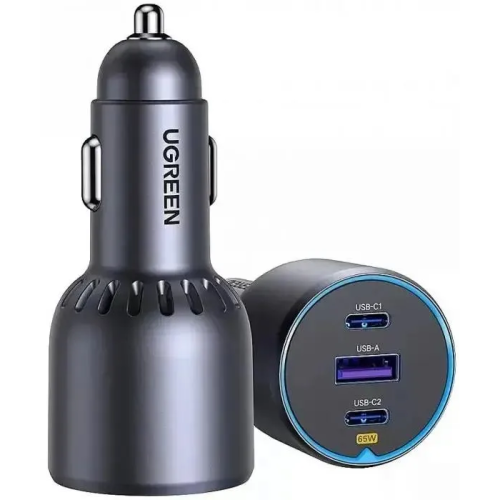 Автомобильное ЗУ UGREEN EC703 (35024) 75W 2*USB-C PD 3.0&USB-A w/o Cable Fast Car Charger Gray
