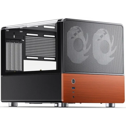 Корпус JONSBO V12 Black без БП, боковая панель из закаленного стекла (панорама), mini-ITX, micro-ATX, черный