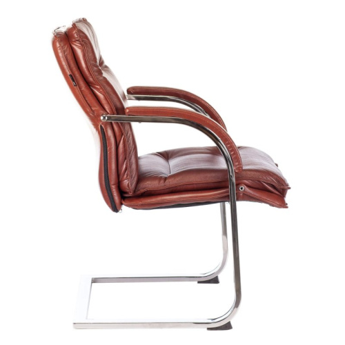 Кресло Бюрократ T-9927SL-LOW-V/CHOK светло-коричневый Leather Eichel кожа низк.спин. полозья металл хром