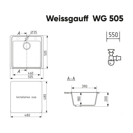 Мойка Weissgauff WG 50508 Anthracite