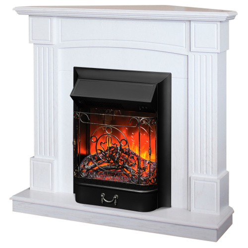 Электрокамин RealFlame Andrea Corner WT фактурный белый с очагом Majestic Lux Black