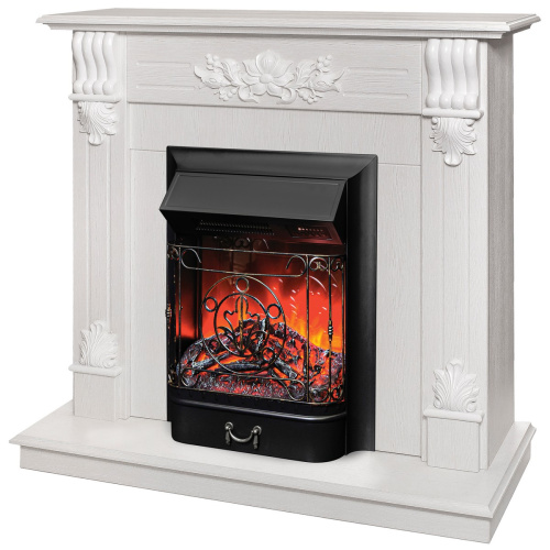 Электрокамин RealFlame Ottawa WT белое золото с очагом Majestic Lux Black RC