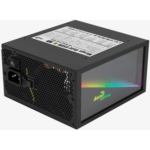 Блок питания AEROCOOL Mirage Gold 650W Fully Modular (4711099472581), ATX12V Ver. 2.52 80+Gold, APFC, 120mm fan, ARGB, 24pin, 2x(4+4)pin, 2xPCI-E)