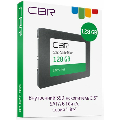 SSD CBR SSD-128GB-2.5-LT22, серия Lite, 128 GB, 2.5", SATA III 6 Gbit/s, SM2259XT, 3D TLC NAND, R/W speed up to 550/520 M