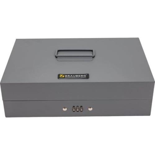 Ящик для денег BRAUBERG 290457 80х195х290мм, кодовый замок, темно-серый