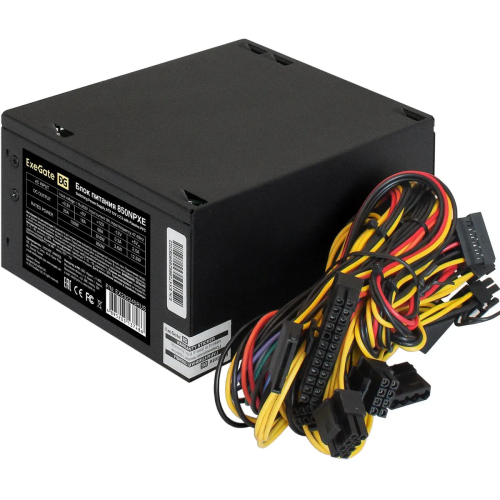 Блок питания ExeGate 850NPXE EX292245RUS-S 850W (ATX, PPFC, SC, 12cm fan, 24pin, 2x(4+4)pin, 2xPCI-E, 5xSATA, 3xIDE, black)