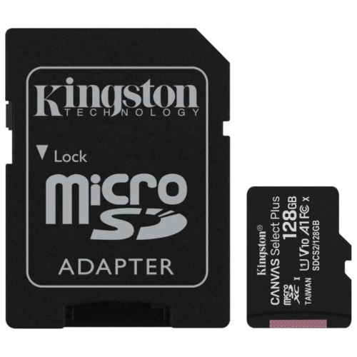 Карта памяти Kingston microSDHC 128Gb Class10 SDCS2/128GB CanvSelect Plus + adapter