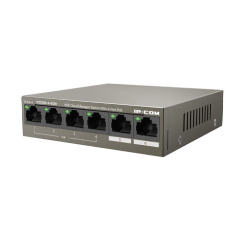 Коммутатор IP-COM G2206P-4-63W Web smart PoE от IP-COM с 4 гигабитными портами PoE (максимальная мощность PoE 5Вт)