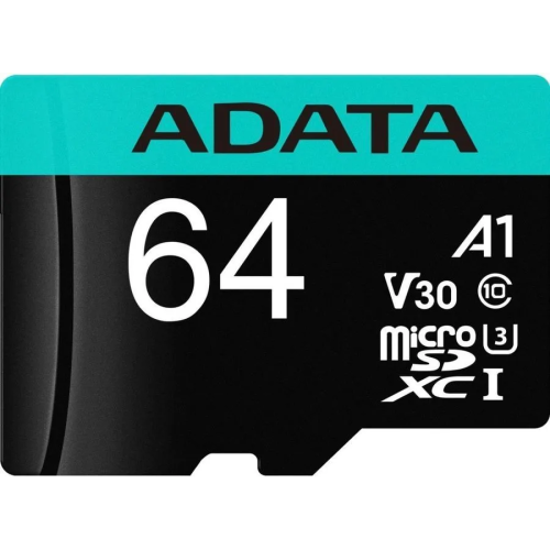 Карта памяти ADATA AUSDX64GUI3V30SA2-RA1 MicroSDXC UHS-I U3 V30S A2 100/75 MB/s 64GB Retail W/1 Adapter