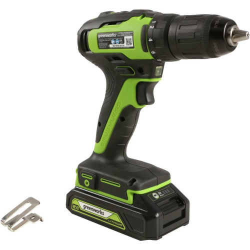 Дрель-шуруповерт GreenWorks GD24DD35K2 c 1хАКБ 2 Ач и ЗУ (3704007UA)
