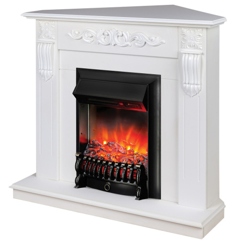 Электрокамин RealFlame Dominica Corner DN белый матовый с очагом Fobos Lux Black RC