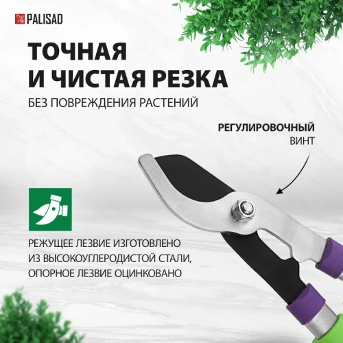 Сучкорез прямого реза PALISAD 60595, 505-710мм, телескопические стальные обрезиненные рукоятки