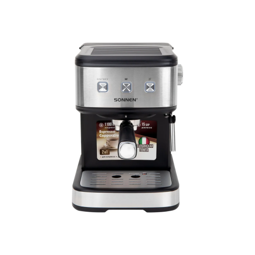 Кофеварка рожковая SONNEN CM8501 (456335) черная/серебро