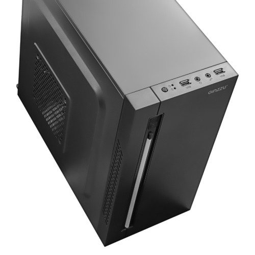 Корпус Ginzzu D350 RGB Black, mATX, Mini-Tower, черный, Без БП