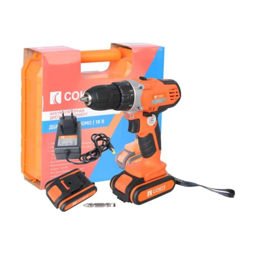 Шуруповерт СОЮЗ ДШС-18-2К-Промо (18 В, 2 акк., 1,5 Ач, кейс+ЗУ)