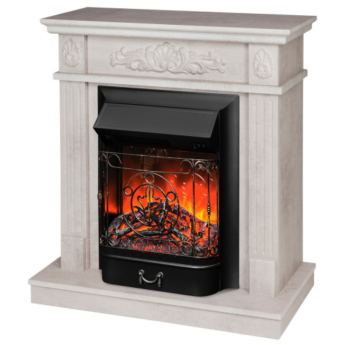 Электрокамин RealFlame Adelaida WT белый камень с очагом Majestic Lux Black