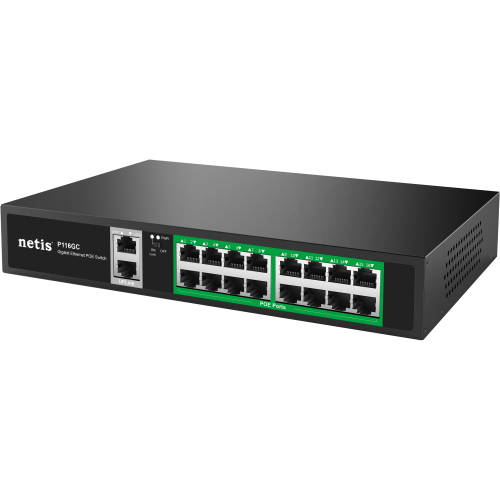 Коммутатор неуправляемый PoE+ Netis P116GC