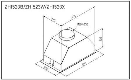 Вытяжка полновстраиваемая ZUGEL ZHI523X серебристый