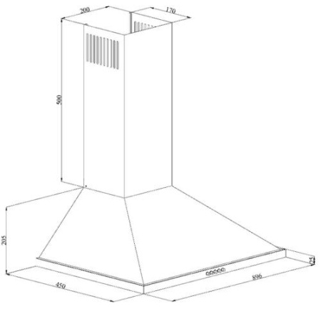 Вытяжка каминная Simfer  8961SM бежевый/золотистый