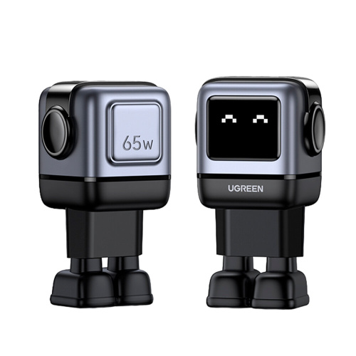 СЗУ UGREEN CD361 (25685B) USB-A+2*USB-C 65W Nexode Robot GaN Tech Fast Charger Gray