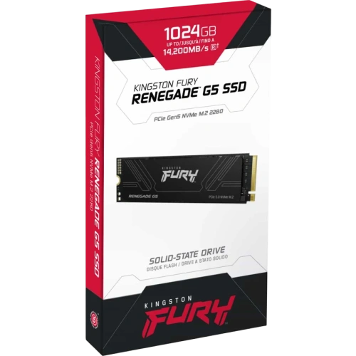 SSD Kingston Fury Renegade G5 (SFYR2S/1T0) 1Tb M.2 2280, PCI-E 5.0 x4, 3D TLC, 14200/11000Mbs, 1000TBW, DRAM
