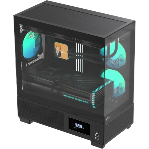 Корпус Formula V Line Crystal E1M Black, MATX, USB3.0*2, Switch Display Panel