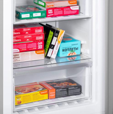 Холодильник с морозильником MAUNFELD MFF185NFS серебристый