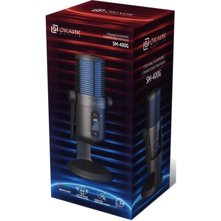 Микрофон проводной OKLICK SM-400G 2м черный