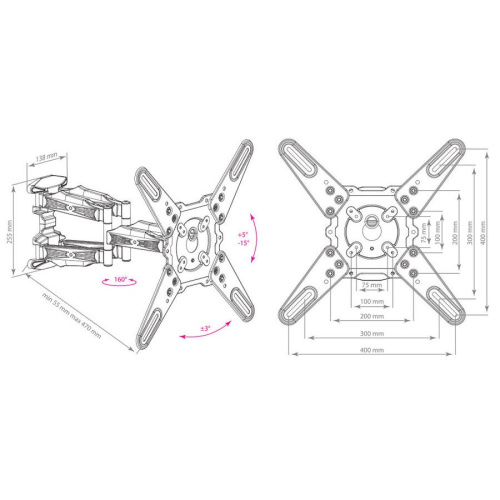 Кронштейн Kromax ATLANTIS-45 темно-серый 22"-65" макс.45кг поворот и наклон
