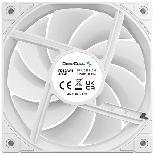 Вентилятор DEEPCOOL FD12 ARGB WH 120x120x25мм (PWM, ARGB, белый, 400-2050об/мин) Color BOX