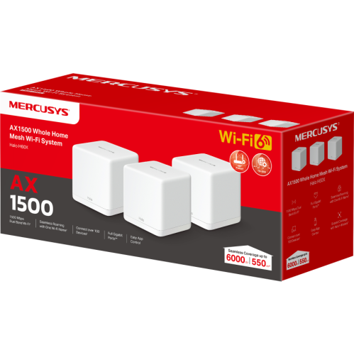 Домашняя Mesh Wi-Fi 6 система Mercusys Halo H60X (3-pack) AX1500