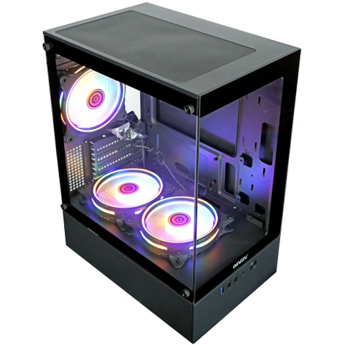 Корпус Ginzzu CL475 mATX Fan 3*12LC4 передняя панель cтекло