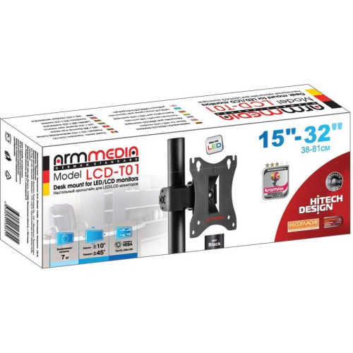 Кронштейн для мониторов Arm Media LCD-T01 черный 15"-32" макс.7кг настольный поворот и наклон