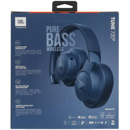 Беспроводные/проводные наушники JBL Tune 720BT синий